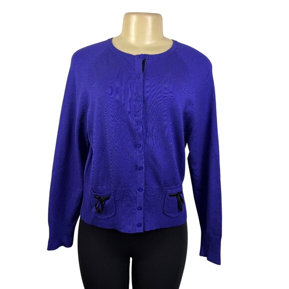 Pendleton Womens Purple Silk & Cashmere Cardigan Sweater Button Front Sz M Petit - Picture 1 of 8